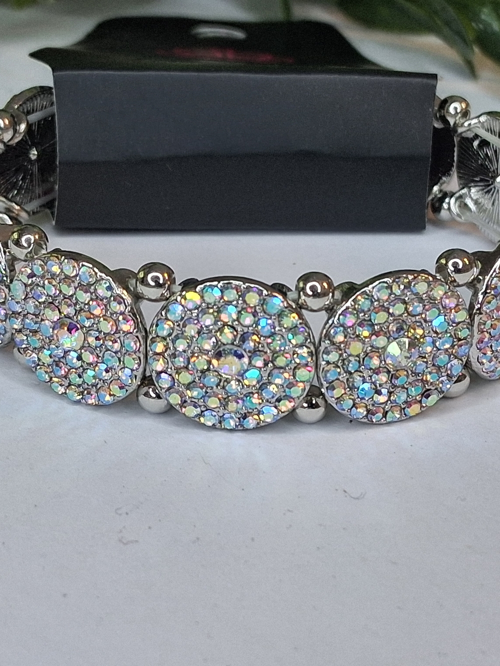 Iridescent Multi-color Rhinestone Stretch Bracelet